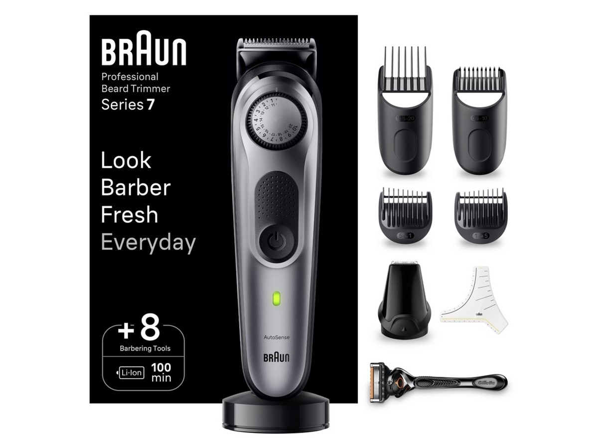 Aparador de Barba Braun 7 BT7420 Autonomía 100 min - Preto e Cinzento Preto / Cinzento-2