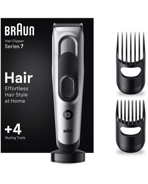 Imagem 0 de Aparador de Cabelo Braun Series 7 HC7390 com 17 Ajustes de Comprimento, 2 Pentes, Suporte de Carregamento e Bolsa