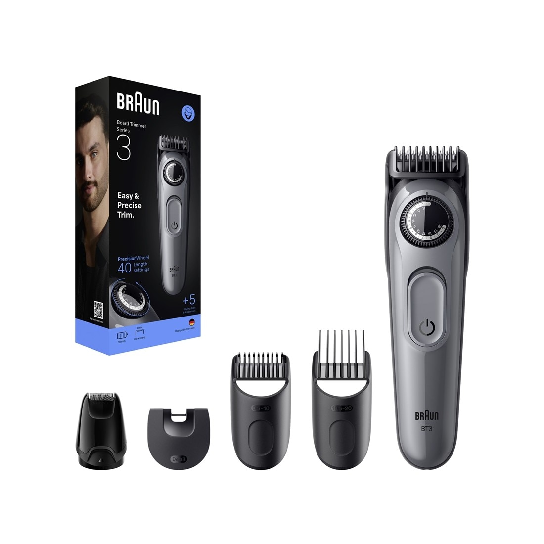 Imagem 0 de Máquina de Barbear Braun Series 3 BT3560, 4 Cabeças para Barba, 40 Ajustes de Comprimento - Cinzento