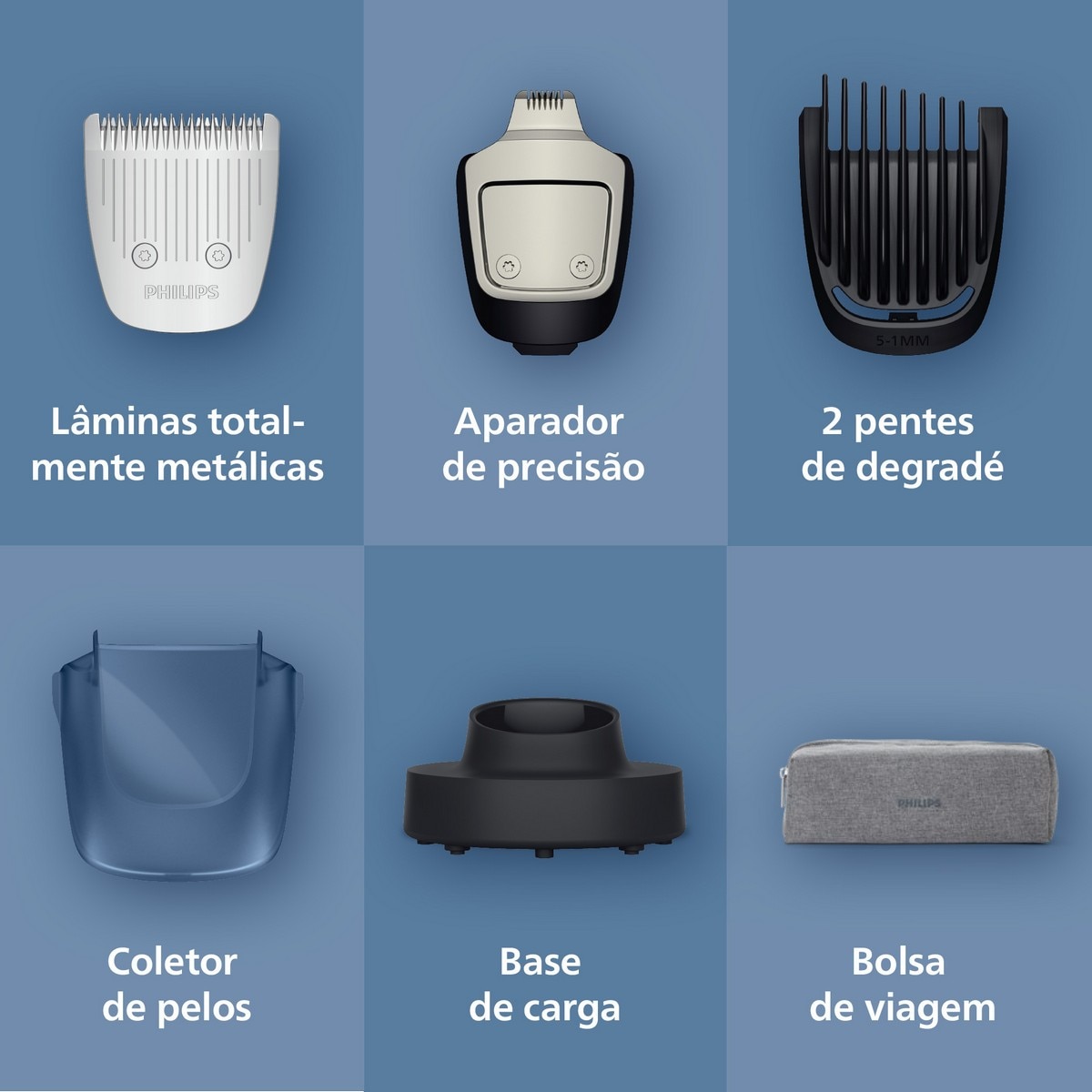 Aparador de Barba Philips BT7665/15 Serie 7000 BeardSense e 120 Minutos de Autonomia - Preto/ Metálico Preto / Metal-4