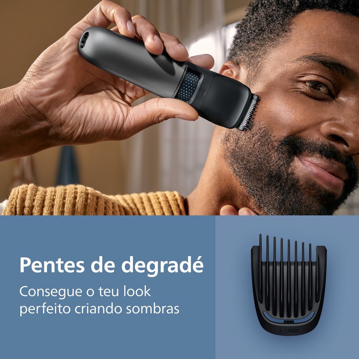 Aparador de Barba Philips BT7665/15 Serie 7000 BeardSense e 120 Minutos de Autonomia - Preto/ Metálico Preto / Metal-5