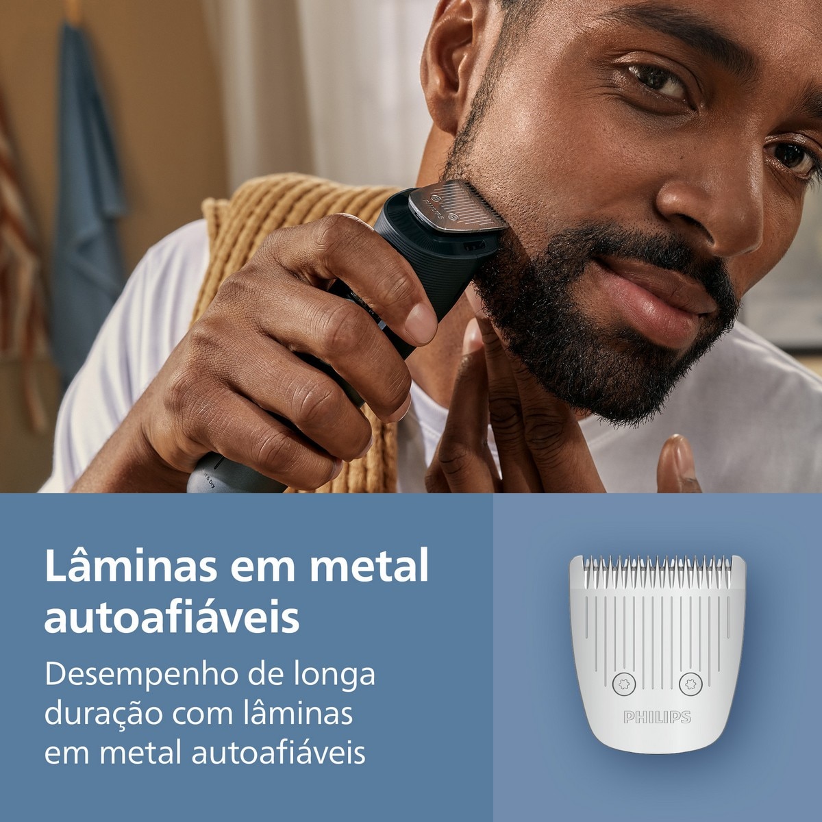 Aparador de Barba Philips BT7665/15 Serie 7000 BeardSense e 120 Minutos de Autonomia - Preto/ Metálico Preto / Metal-7