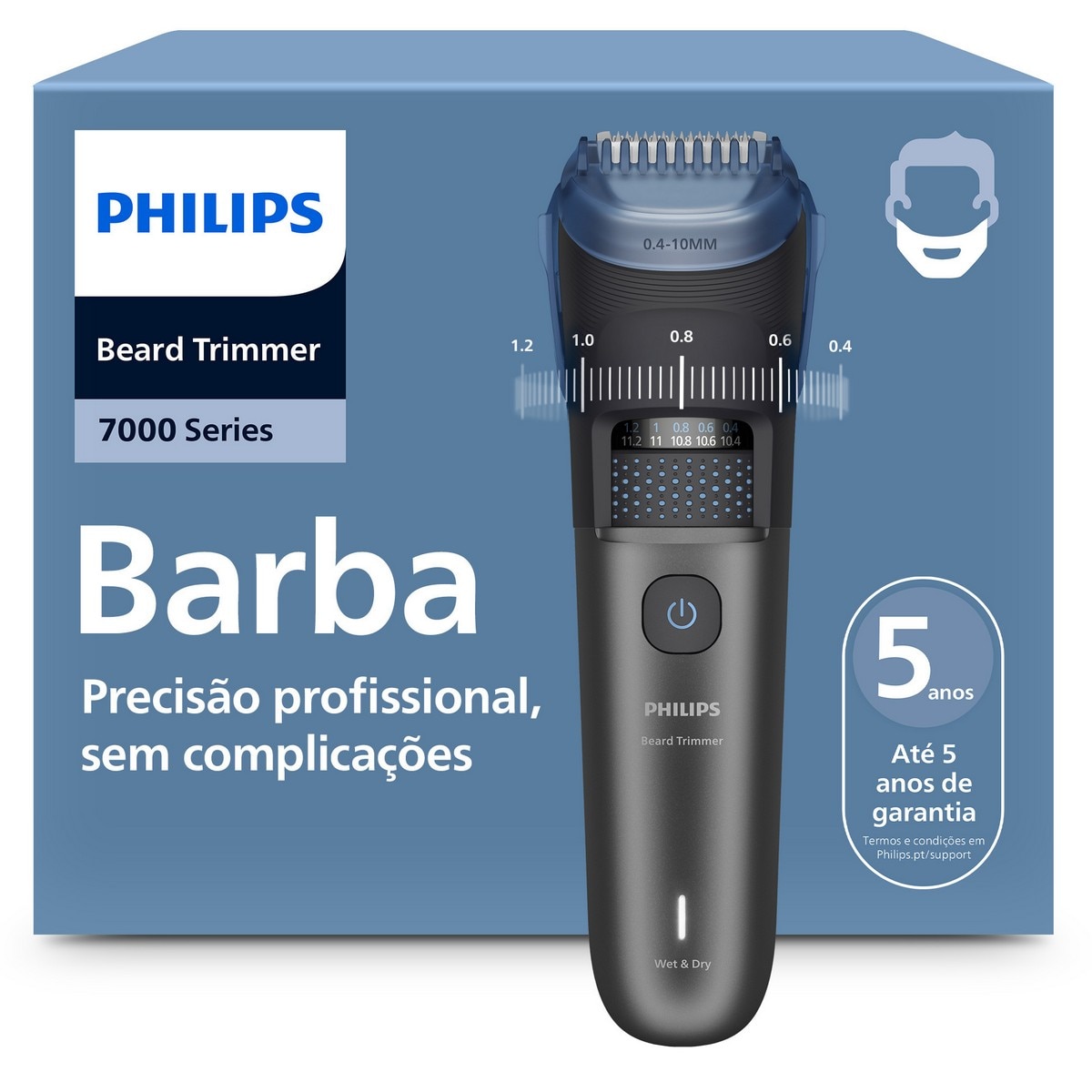 Aparador de Barba Philips BT7665/15 Serie 7000 BeardSense e 120 Minutos de Autonomia - Preto/ Metálico Preto / Metal-8