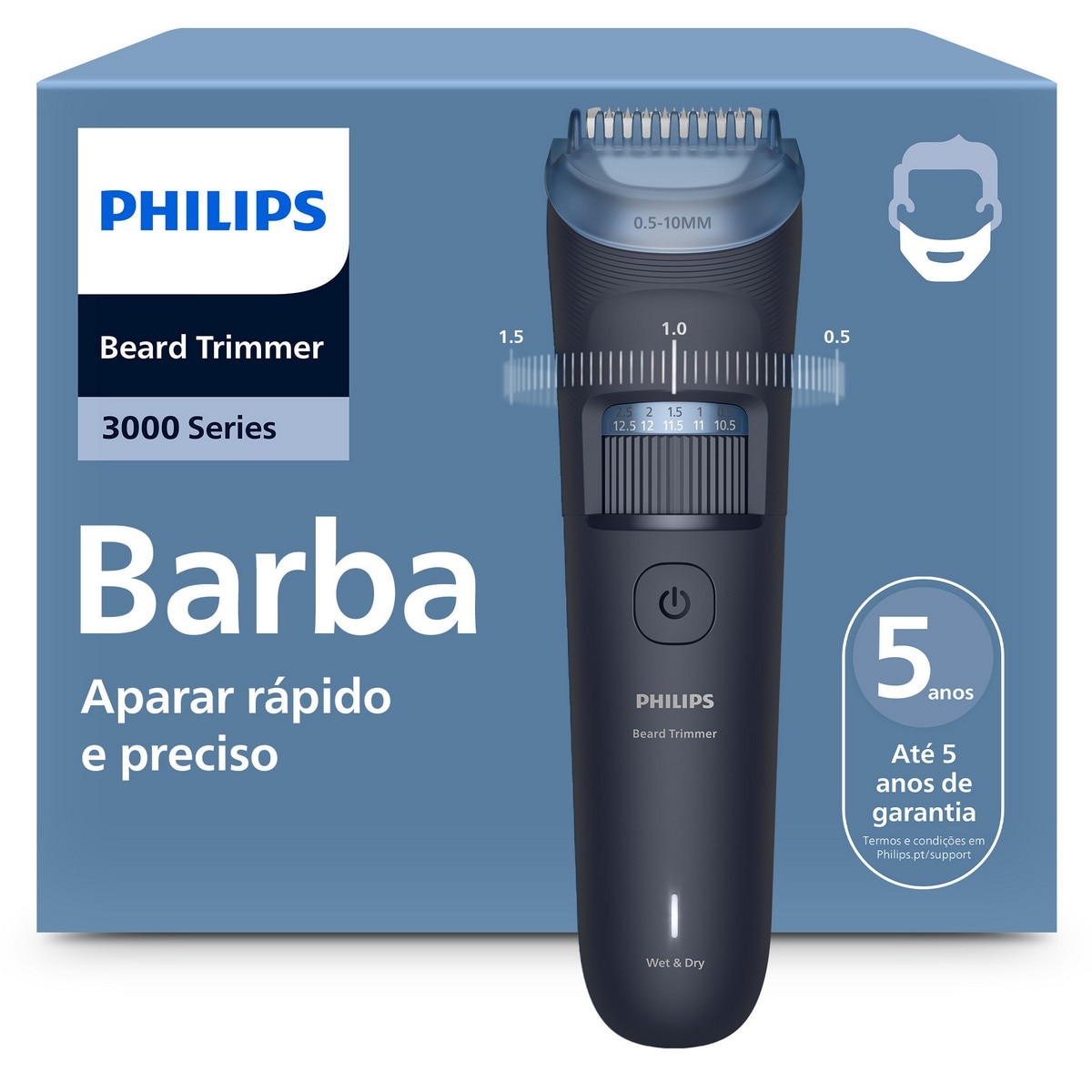 Aparador de Barba Philips BT3665/15 Series 3000 - Azul Azul-7