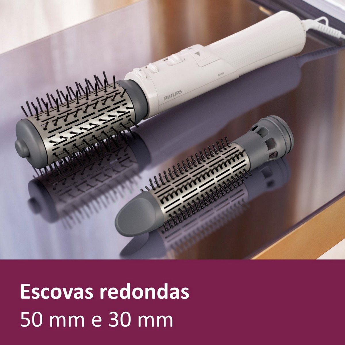 Escova Modelador de Cabelo Philips Serie 7000 BHA710/00 de 1000 W - Branco Seda com Pérola Metálica Branco / Pérola-3