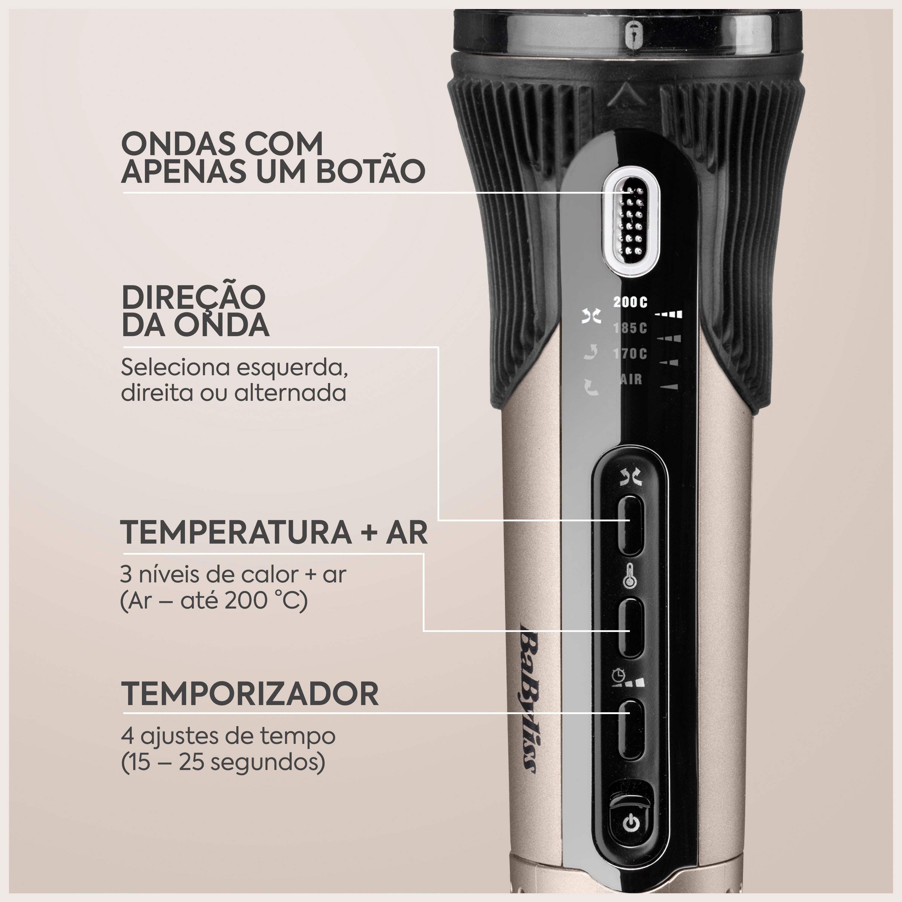 Modelador Automático BaByliss Style Secret Air C6688E, Tecnologia Auto Curl, 11 Configurações de Penteado, Ondas Naturais, Caracóis Definidos, Sem Embaraços Preto-6