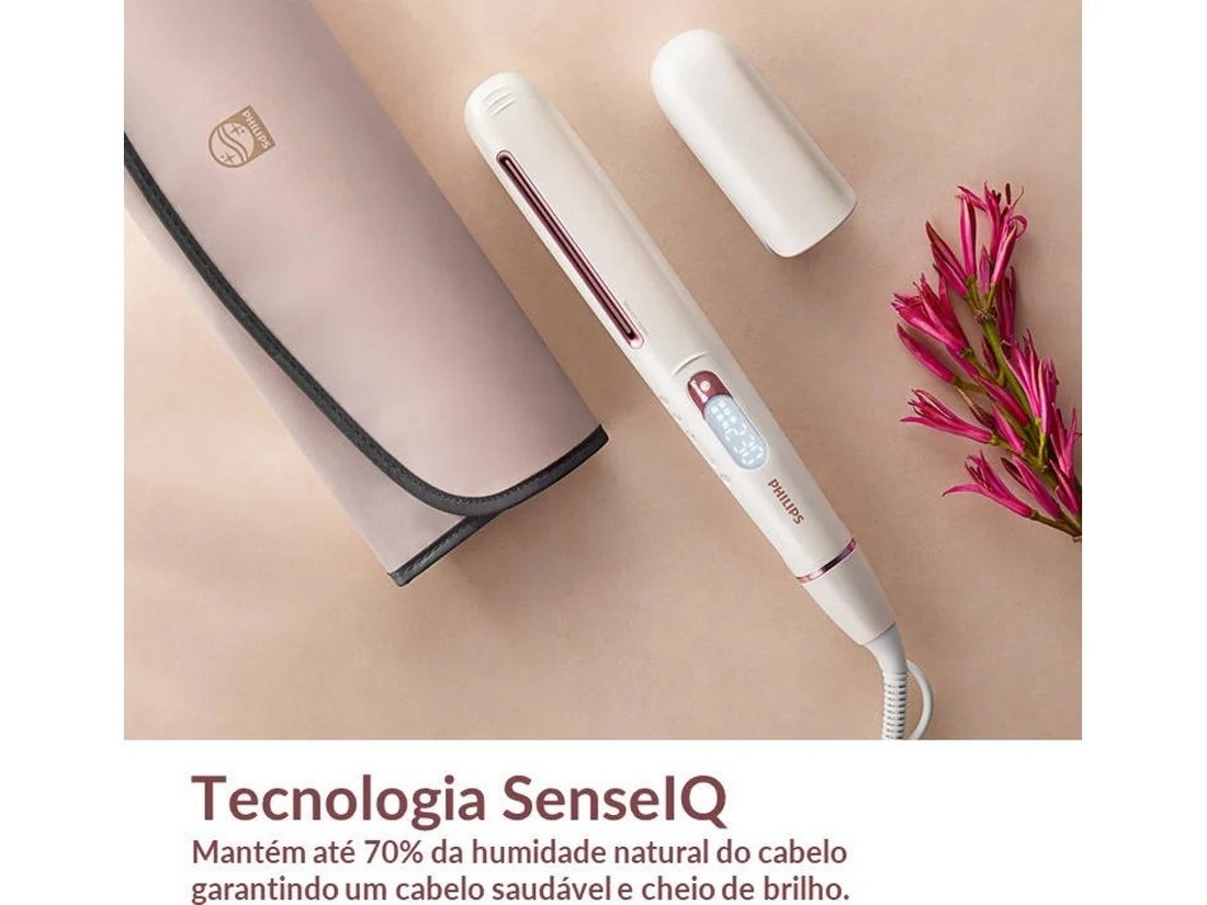 Alisador de Cabelo Philips BHS830/00 de 3 Níveis de Temperatura e de 120 °C a 230 °C - Rosa e Branco Branco / Rosa-3