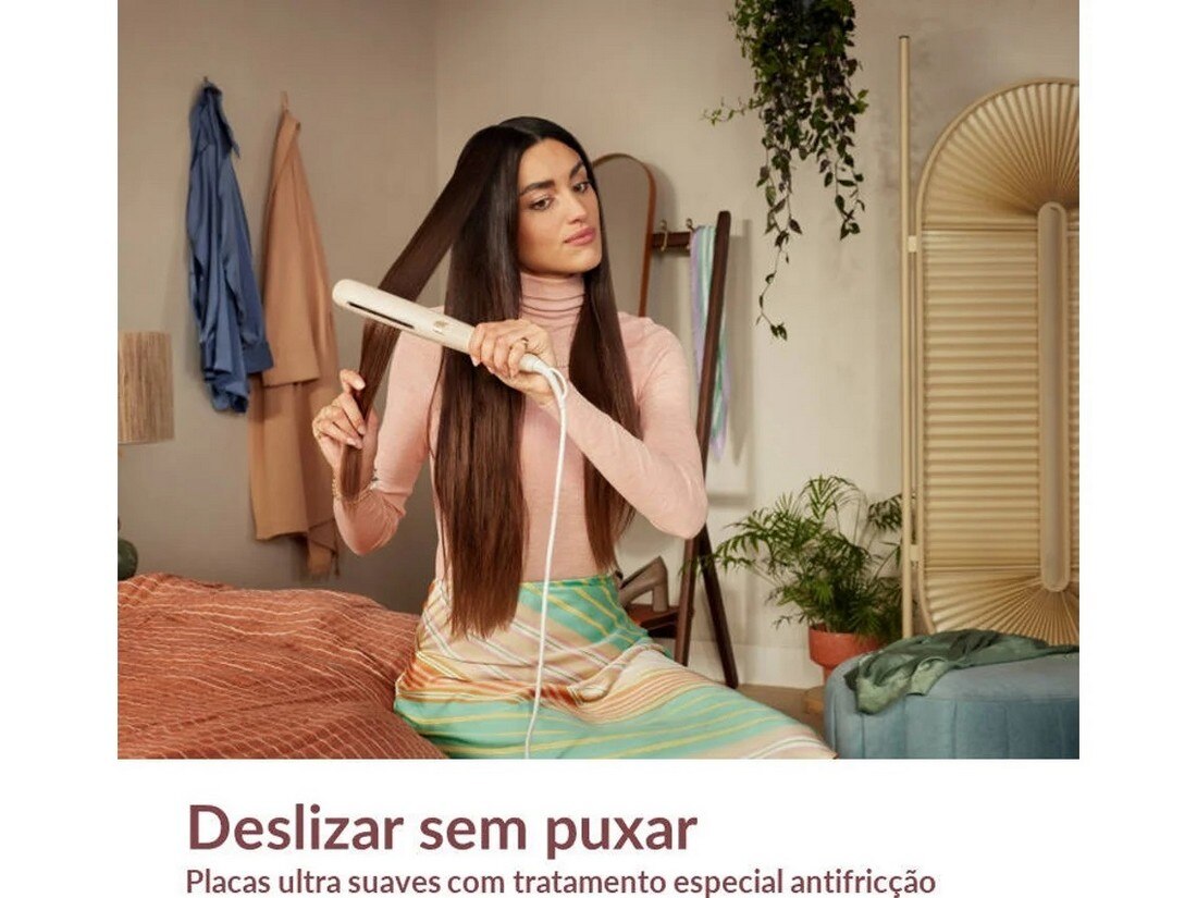 Alisador de Cabelo Philips BHS830/00 de 3 Níveis de Temperatura e de 120 °C a 230 °C - Rosa e Branco Branco / Rosa-5