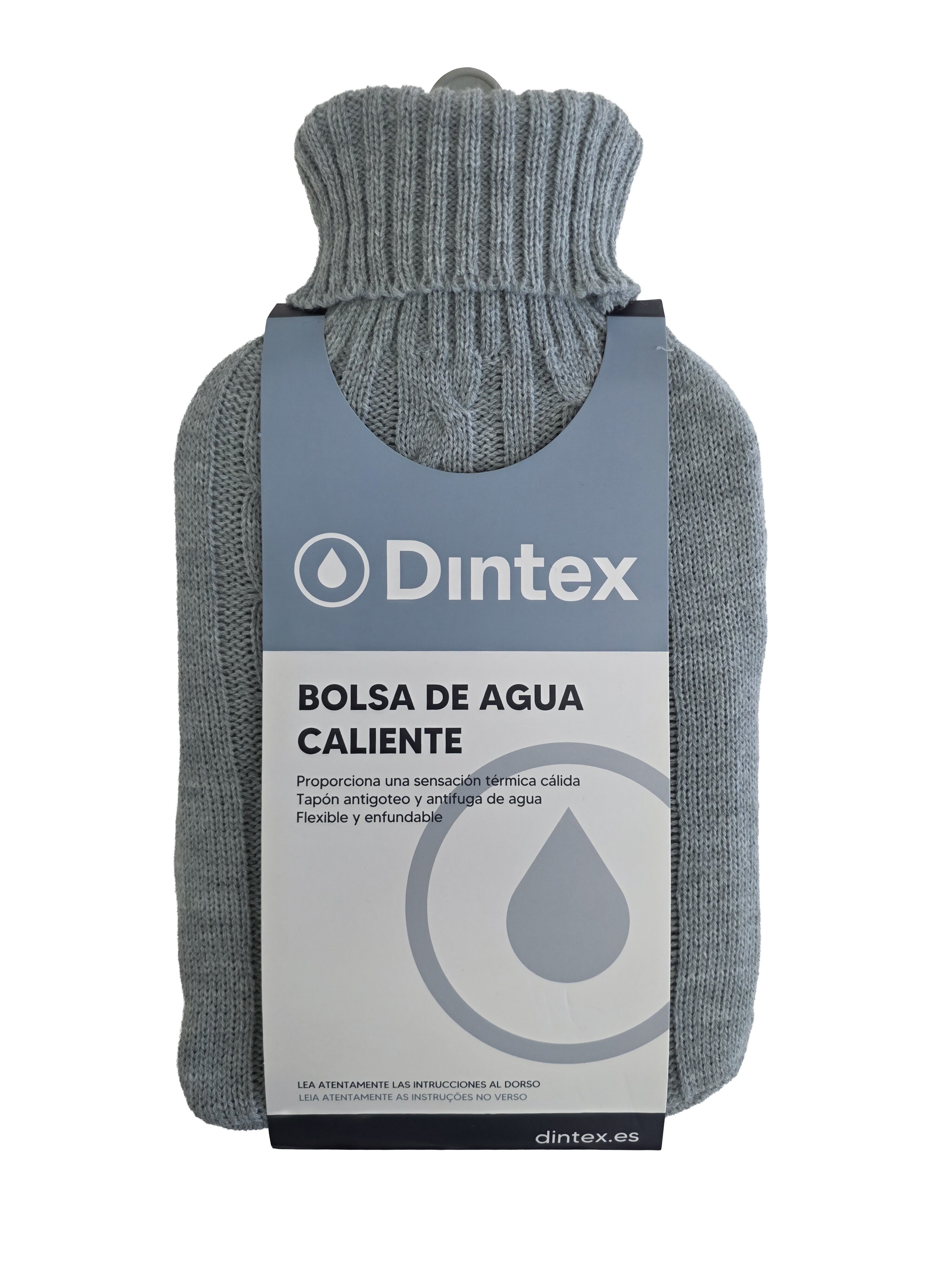 Saco de água quente com forro de lã cinzento Cinzento-2