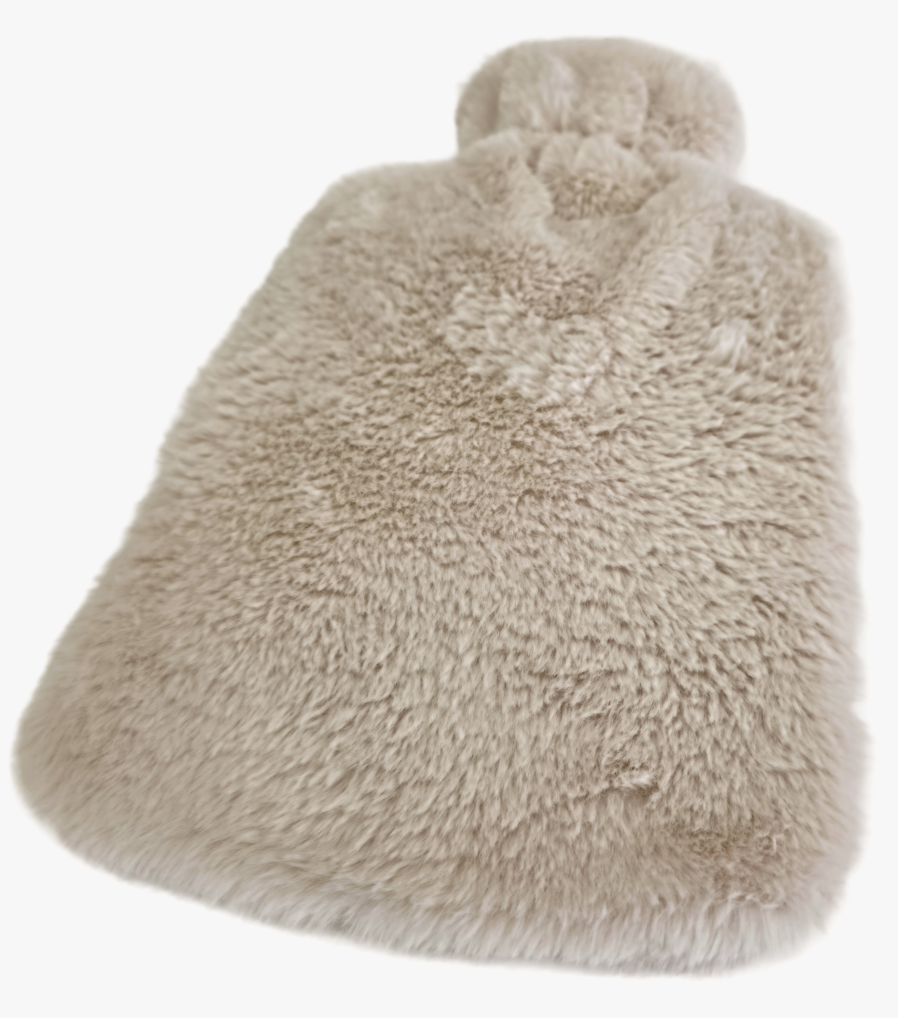 Bolsa de água quente com forro de pele bege Bege-2