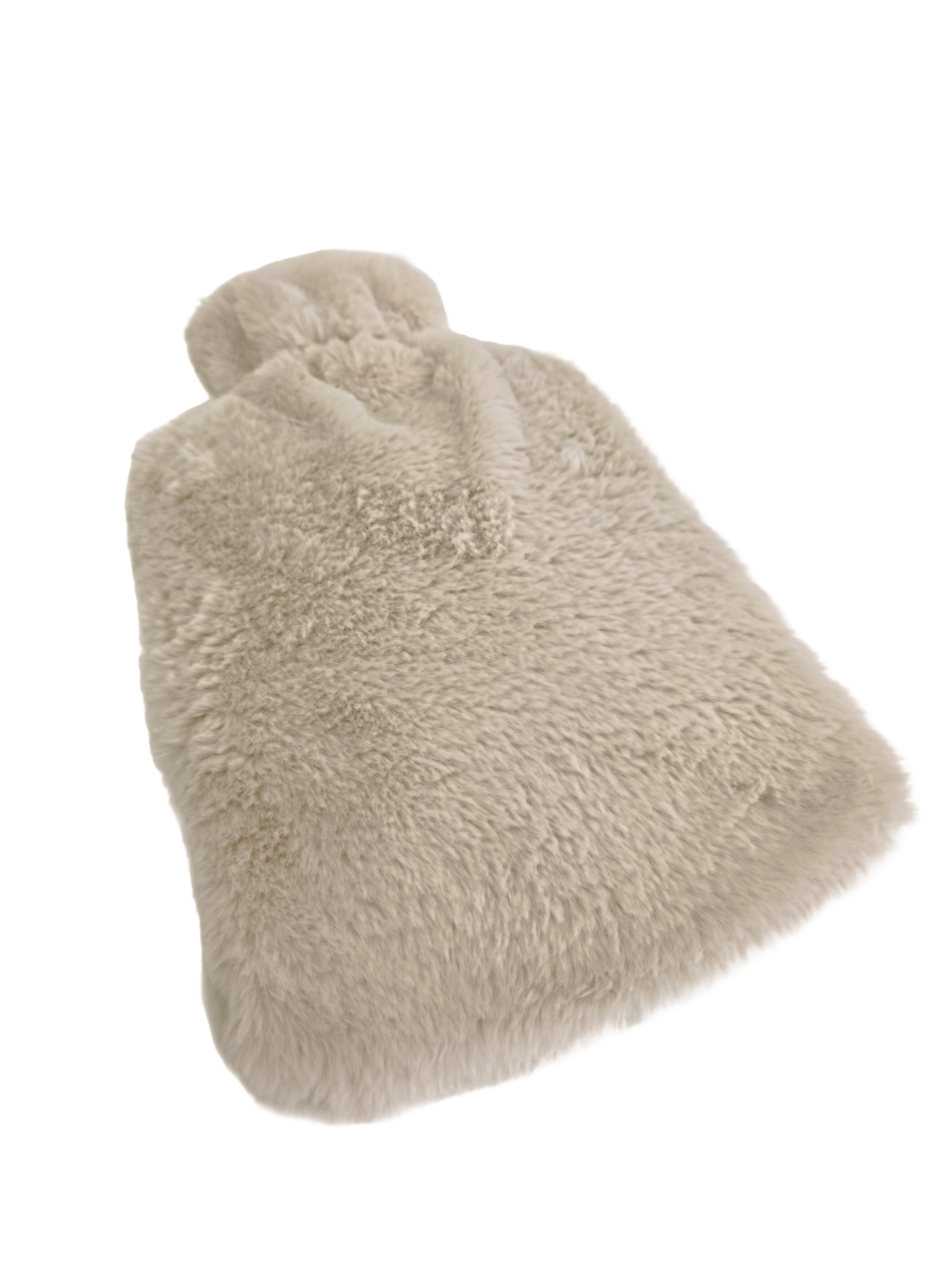 Bolsa de água quente com forro de pele bege Bege-4