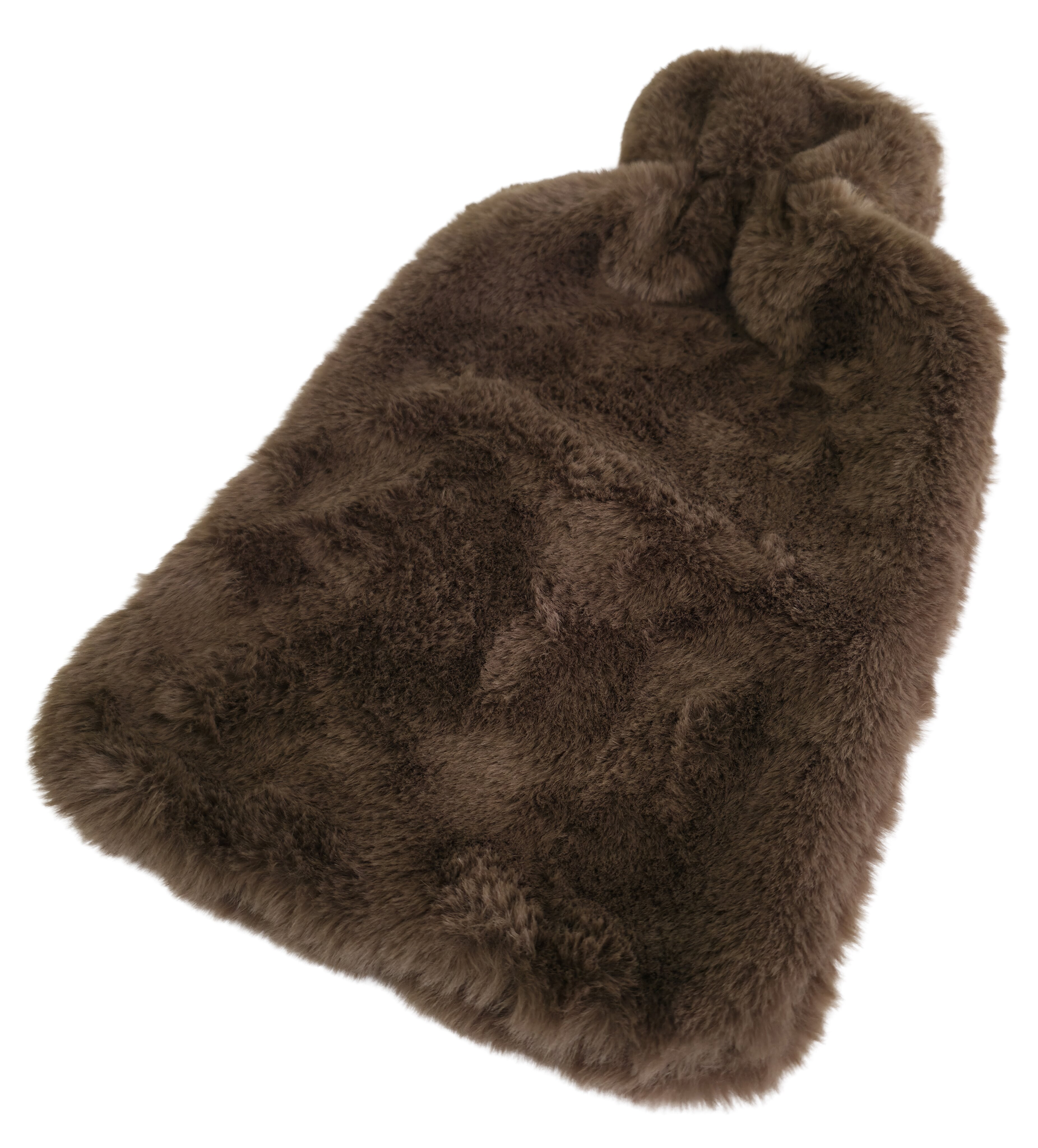 Bolsa de água quente com forro de pele castanho Castanho-2