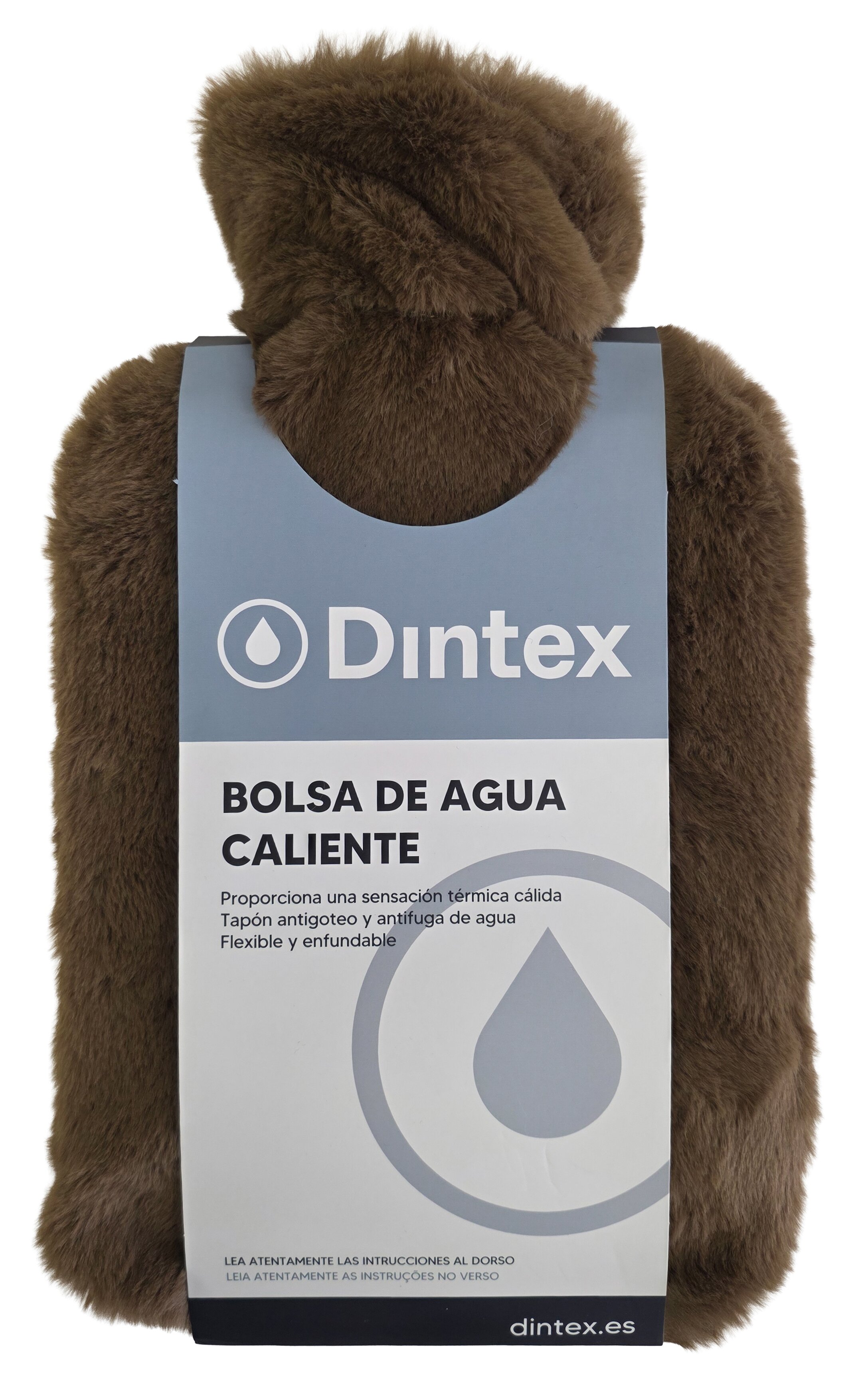 Bolsa de água quente com forro de pele castanho Castanho-3