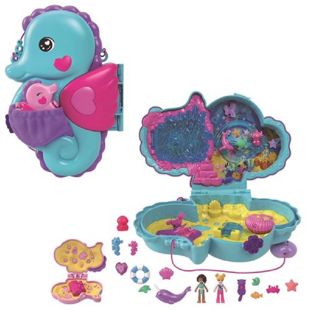 Estojo Mala Polly Pocket Cavalo Marinho Papá & Eu 2
