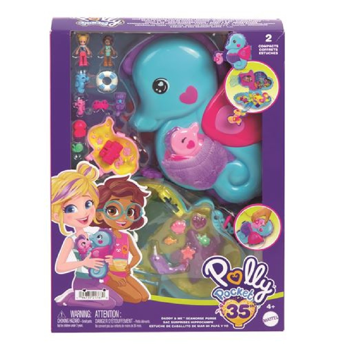 Estojo Mala Polly Pocket Cavalo Marinho Papá & Eu 3