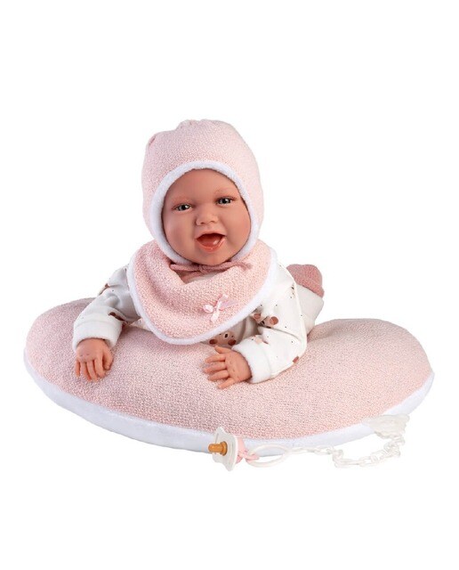 Boneca Bebé Mimi Sorisos Vestido Ursinho Lua Rosa 42 cm com Mecanismo de Choro 1