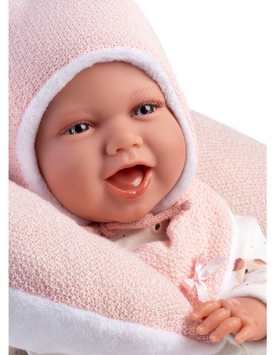 Boneca Bebé Mimi Sorisos Vestido Ursinho Lua Rosa 42 cm com Mecanismo de Choro 2