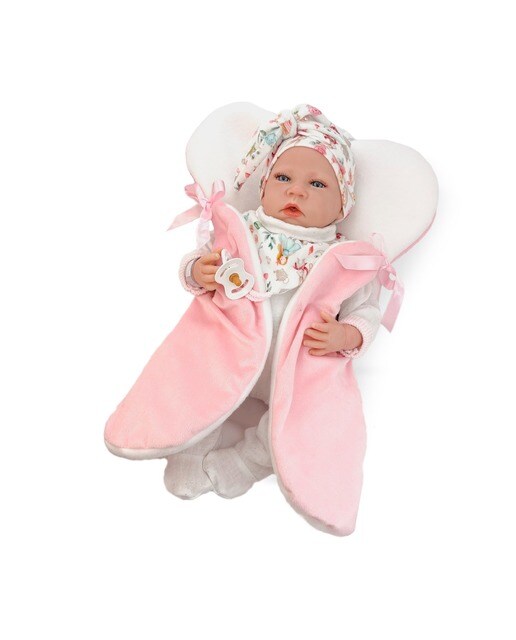 Boneca Reborn com Sweatshirt Branca Mecanismo Real e Almofada de Amamentação 50 cm 1