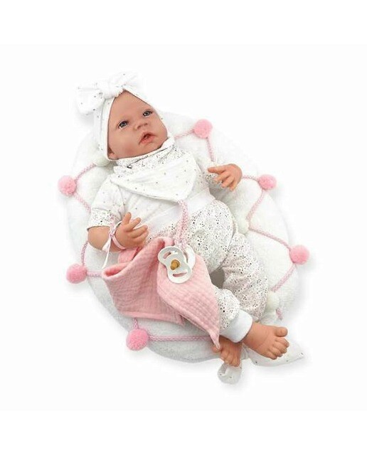 Reborn Fato Branco Fato Branco Estampado Fato Real Mecanismo Almofada de amamentação 1
