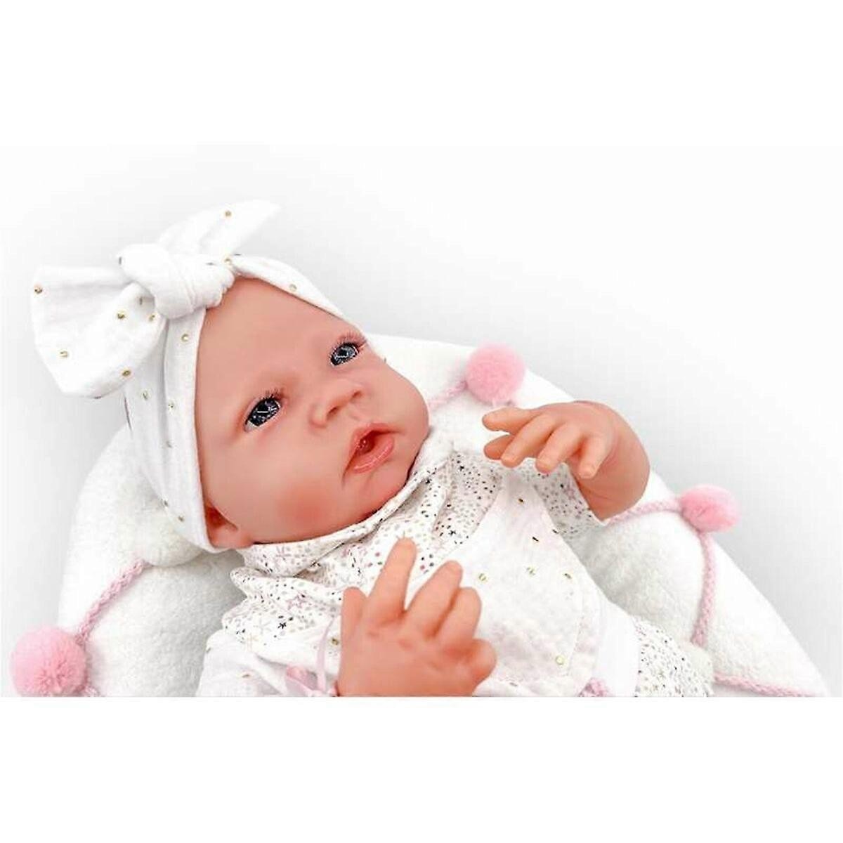 Reborn Fato Branco Fato Branco Estampado Fato Real Mecanismo Almofada de amamentação 3
