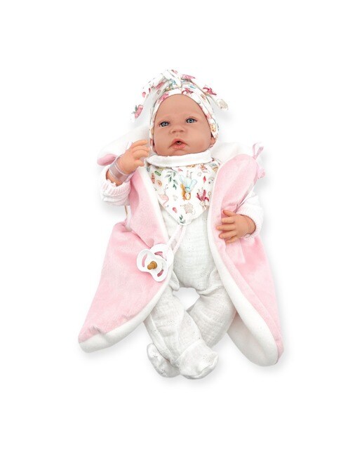 Imagem 0 de Almofada de amamentação Reborn Branco Duffle Pontilhado Branco Duffle Mecanismo Real Ref: 18302-24 50 Cm