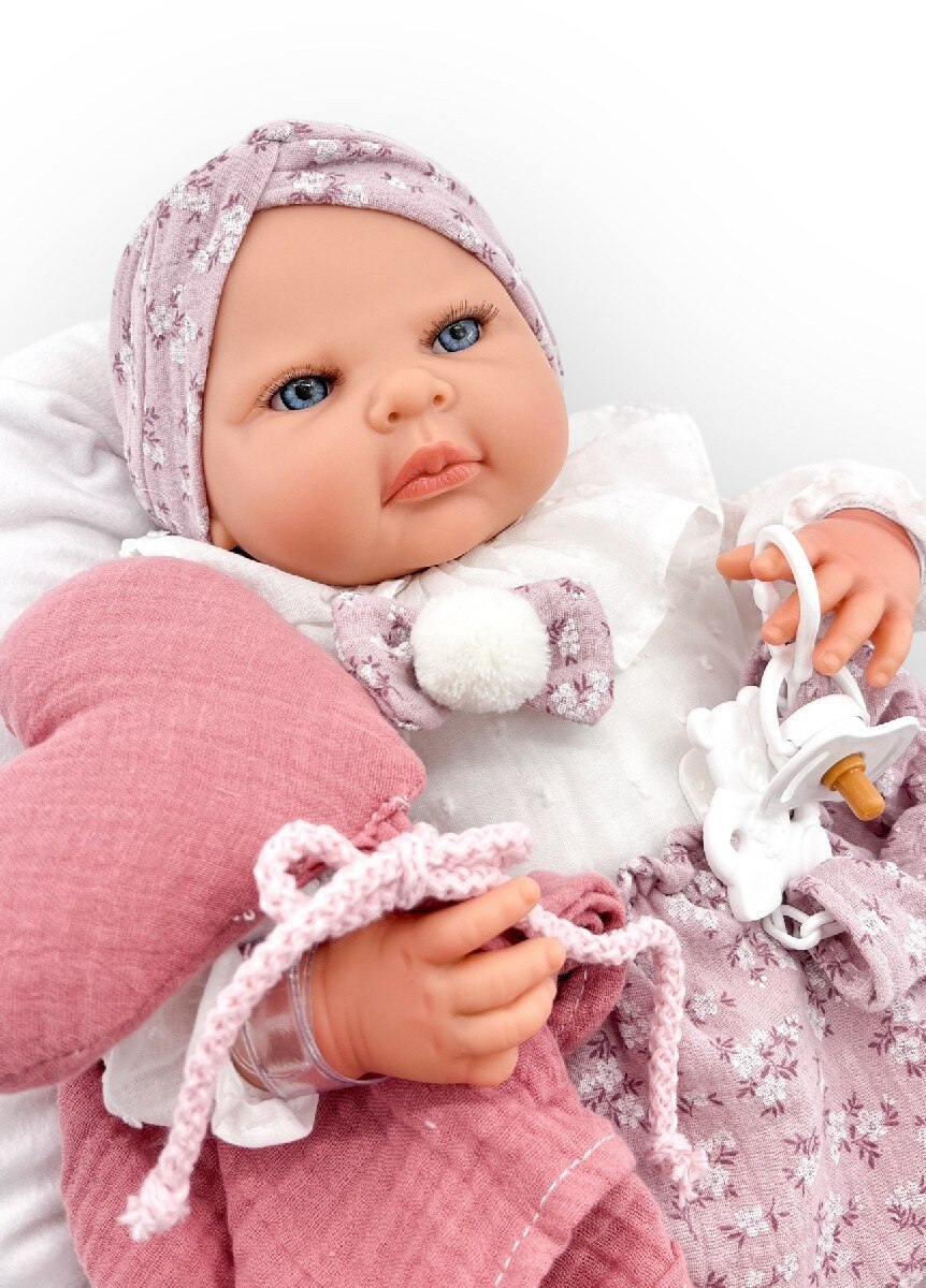 Reborn Vestido Camisa branca + Mecanismo do coração Besistos e almofada Maquilhagem cor-de-rosa 2