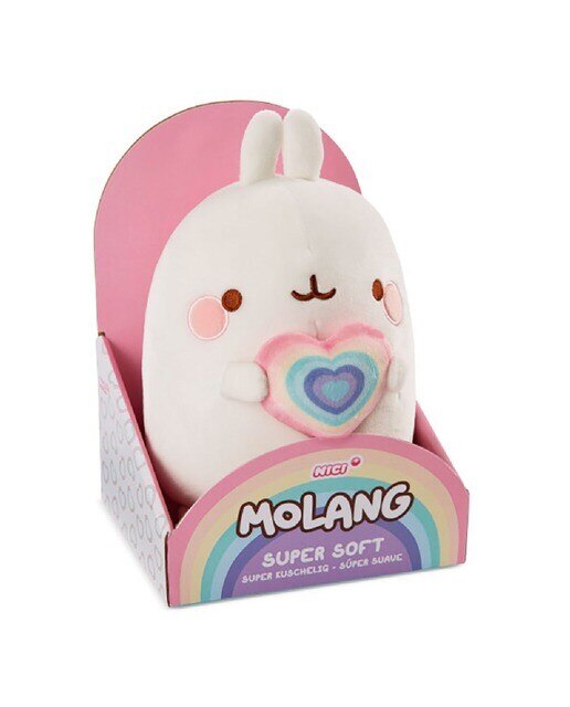 Peluche Elástico Molang com Arco-Íris e Forma de Coração - 24 cm 1