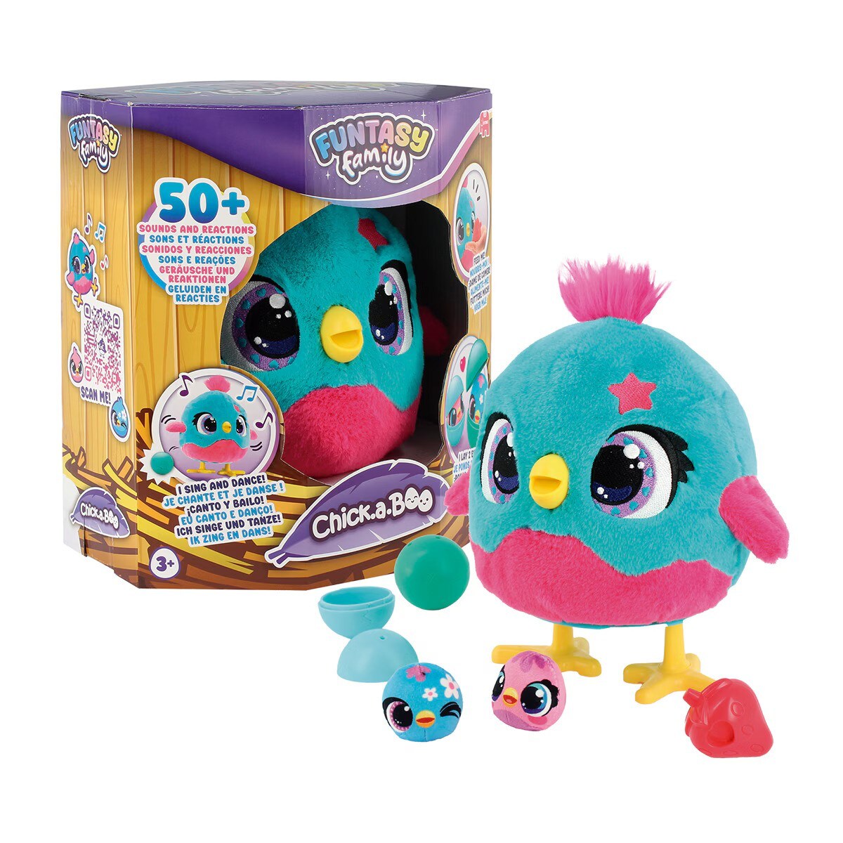 Peluche Chick-a-boo Interativo com 2 Ovos Surpresa, Mais de 50 Sons e Reações 1