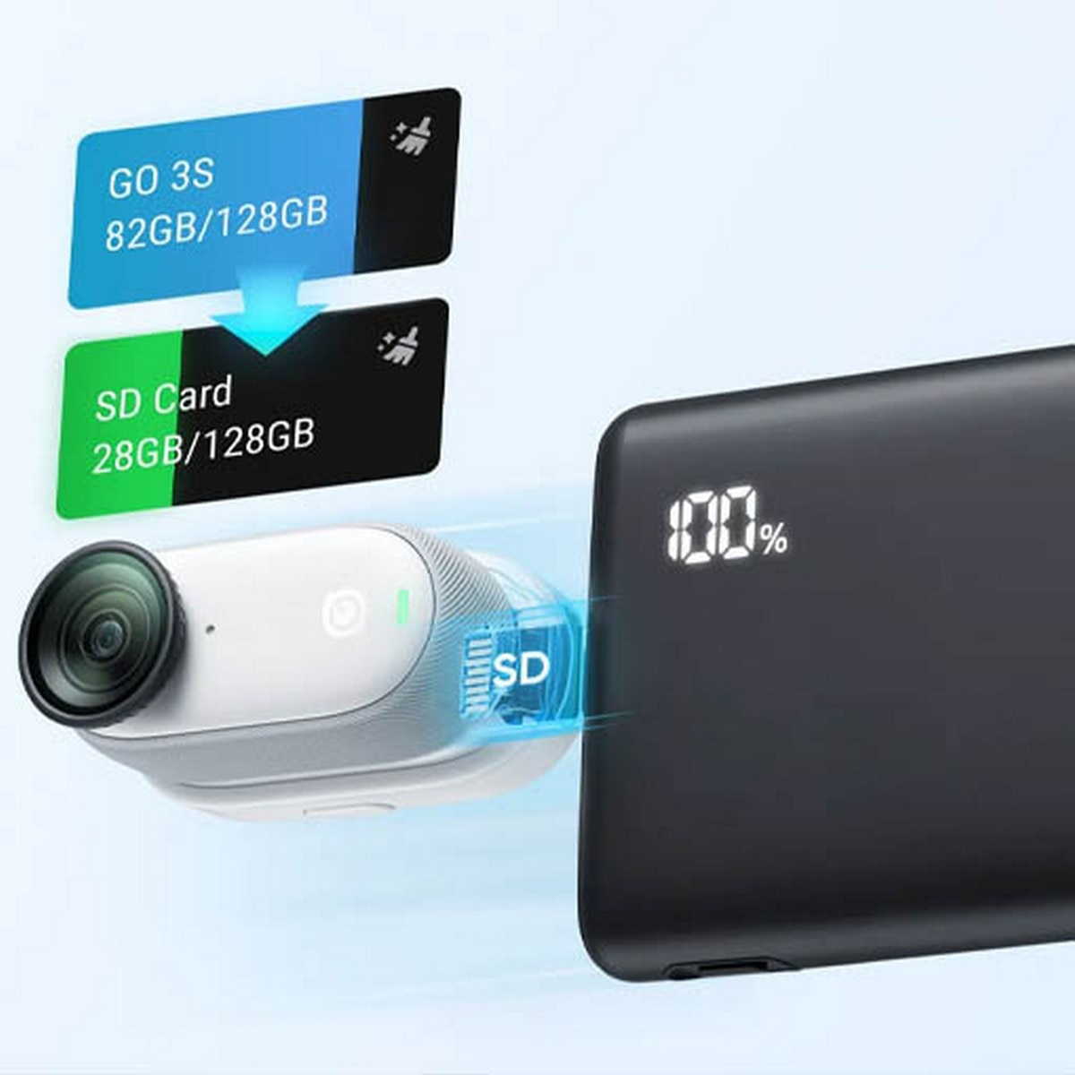 Leitor Rápido para Câmaras INSTA360 Go 3/3S Branco-6