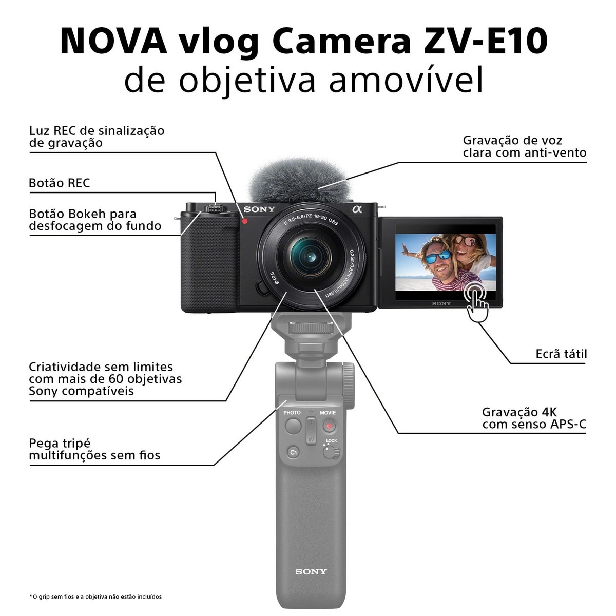 Câmara Sony Alpha ZV-E10 para vlogging com objetiva SELP 16-50 mm Preto-2