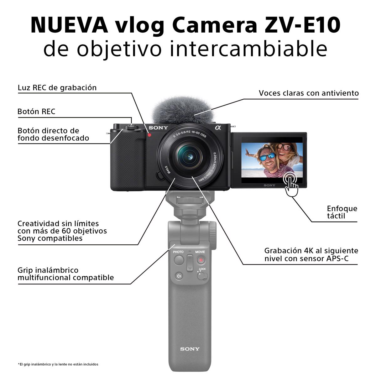 Câmara Sony Alpha ZV-E10 para vlogging com objetiva SELP 16-50 mm Preto-3