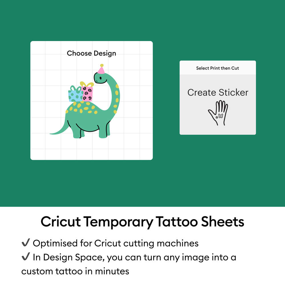 Folhas Cricut de Tatuagem Temporária Printable Temporary Tattoo Sheets A4 - 3 Unidades 6