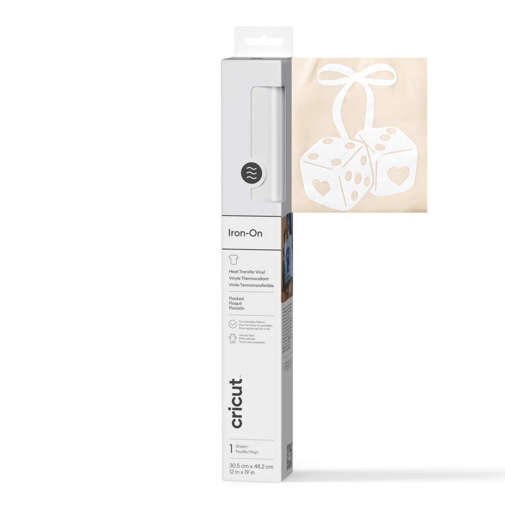 Imagem 0 de Vinil Termocolante Aveludado Cricut Flocked Iron-On (0,5 m/19 in) de 30,5 x 48,2 cm - Branco