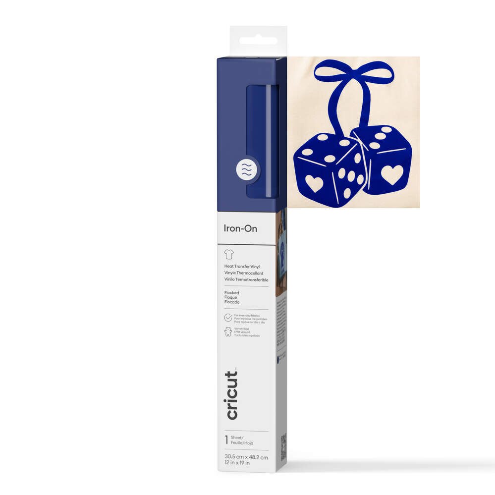 Imagem 0 de Vinil Termocolante Aveludado Cricut Flocked Iron-On (0,5 m/19 in) de 30,5 x 48,2 cm - Azul