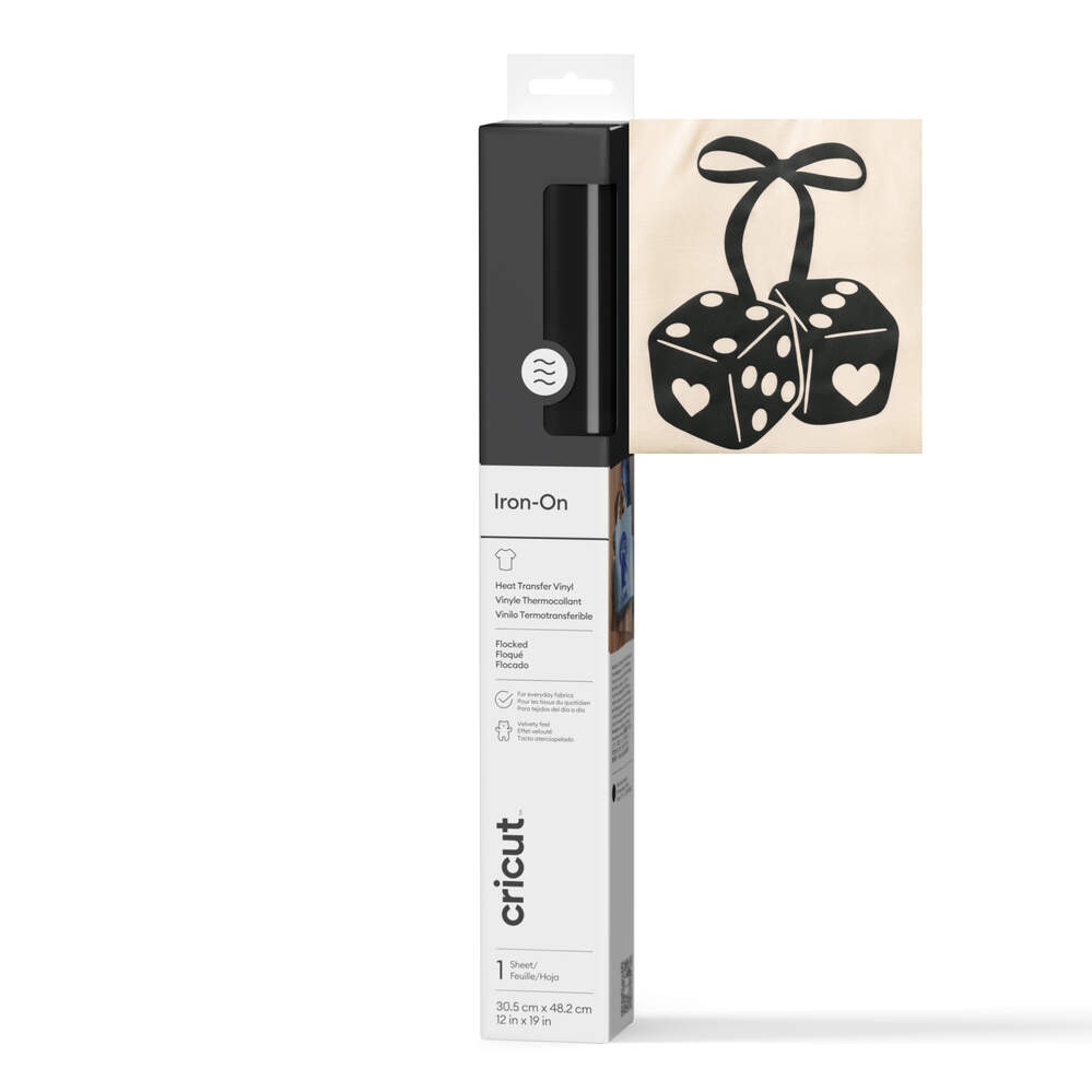 Imagem 0 de Vinil Termocolante Aveludado Cricut Flocked Iron-On (0,5 m/19 in) de 30,5 x 48,2 cm - Preto