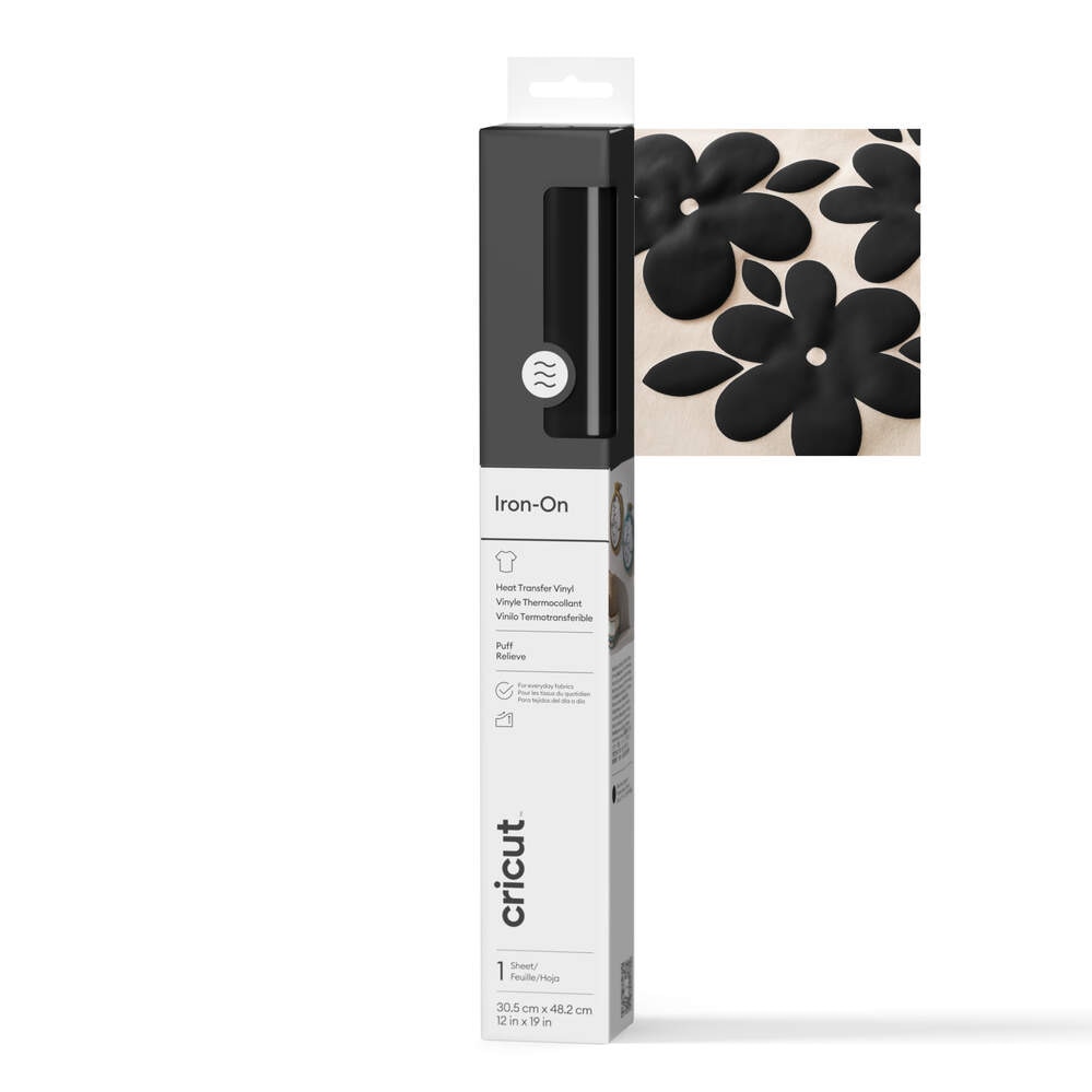 Imagem 0 de Vinil Termocolante Puff Iron-On (0.5m / 19 in) de 30,5 x 48,2 cm - Preto