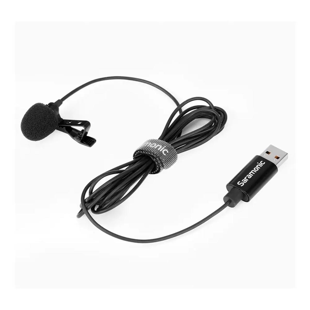 Microfone de lapela Saramonic SR-ULM10 com conexão USB-A 2M para computador - Preto 2