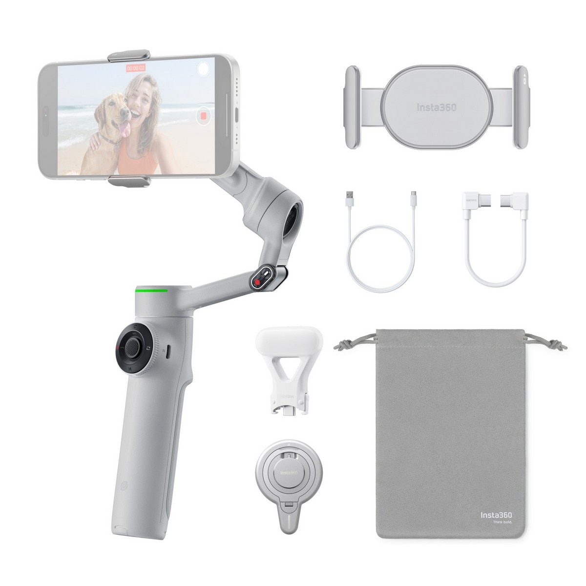 Bundle Estabilizador Insta360 Flow Pro 2 Creator - Cinzento 6