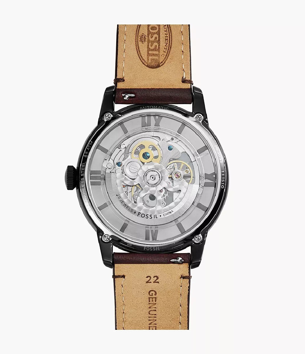 Relógio Townsman ME3098 Automático em Pele - Castanho Castanho-4