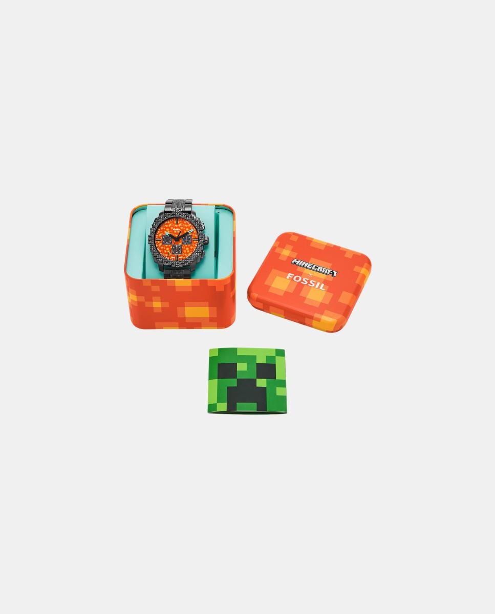 Relógio cronógrafo edição limitada Minecraft LE1251 Laranja-6