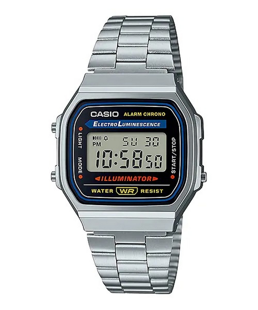 Relógio Vintage Iconic A168WA-1YES de malha cinzenta Prata-1