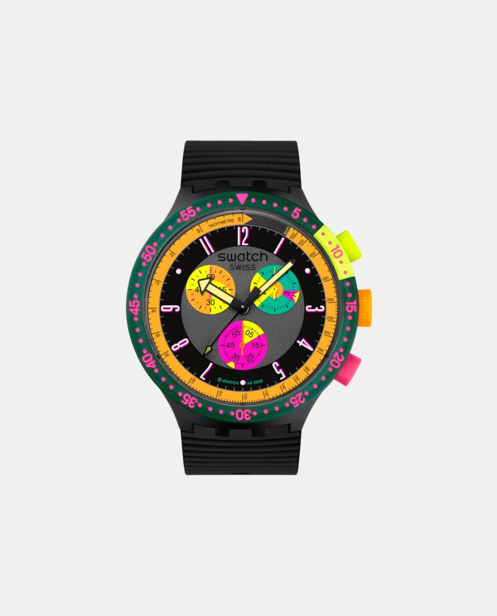 Relógio Neon SB02B104 de Silicone - Preto Preto-1