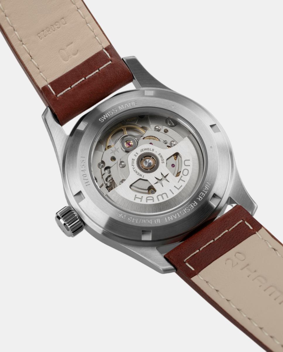 Relógio Homem, Automático, mostrador verde, bracelete em pele castanha 5