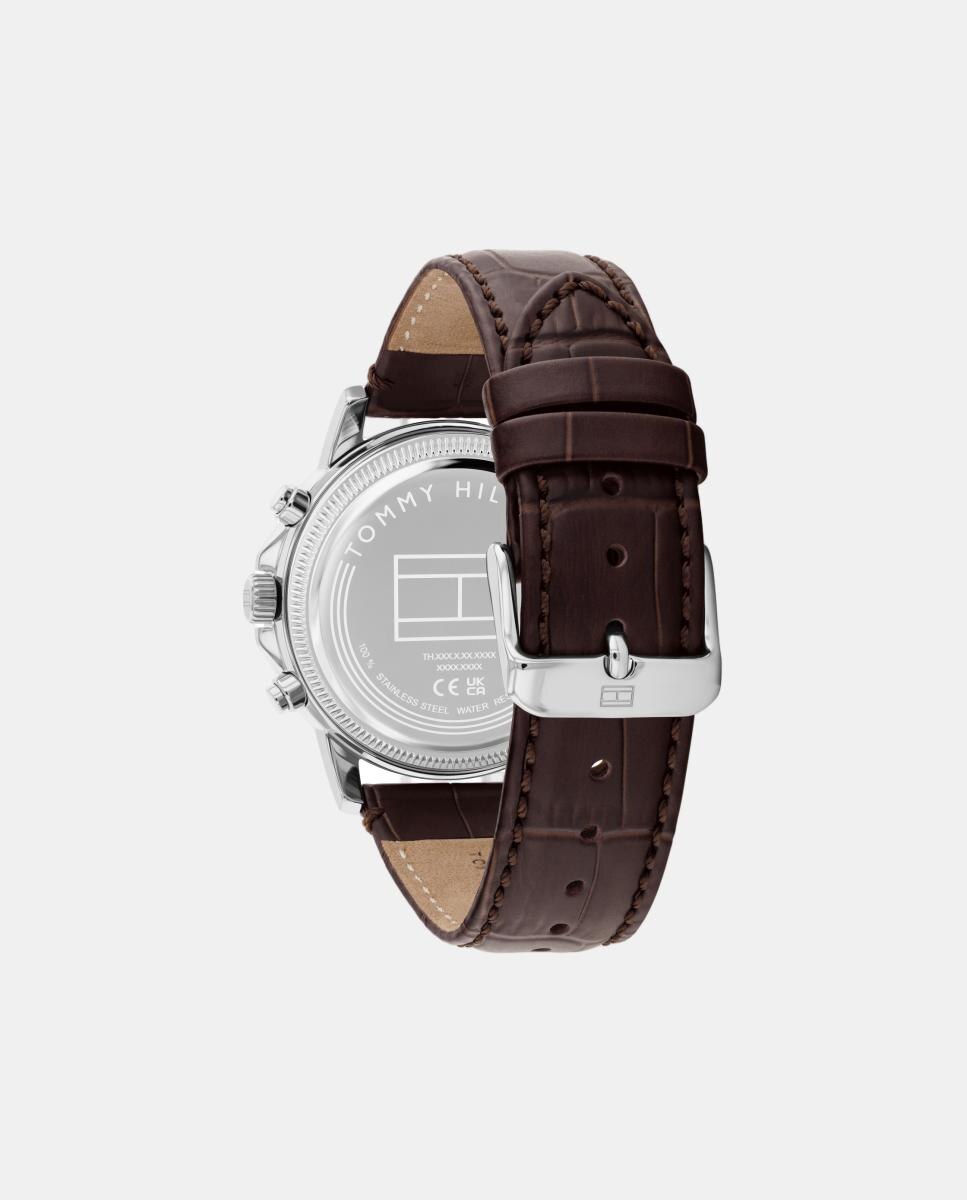 Relógio Multifunções Aço e Pele 3