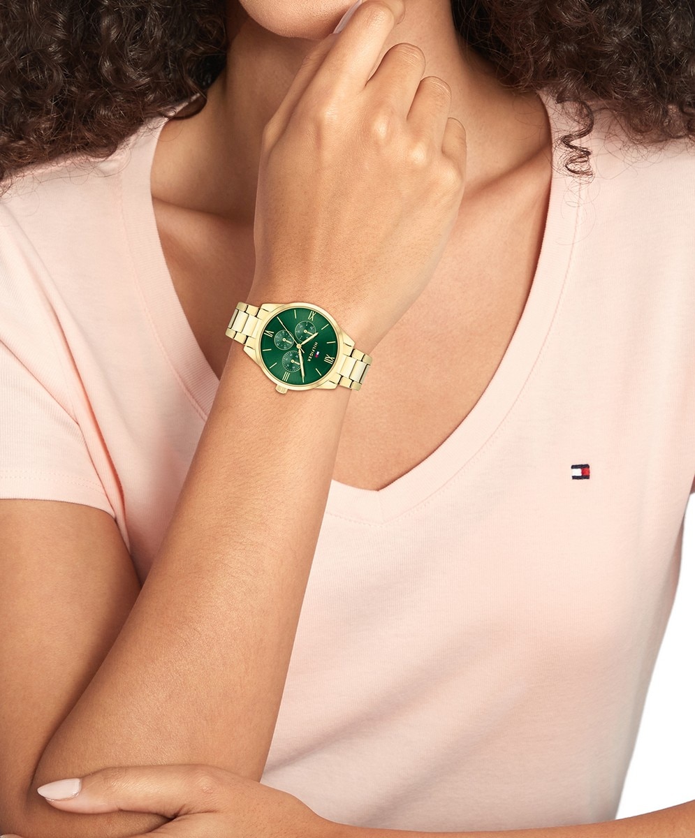 Relógio Multifunções Aço Dourado 4