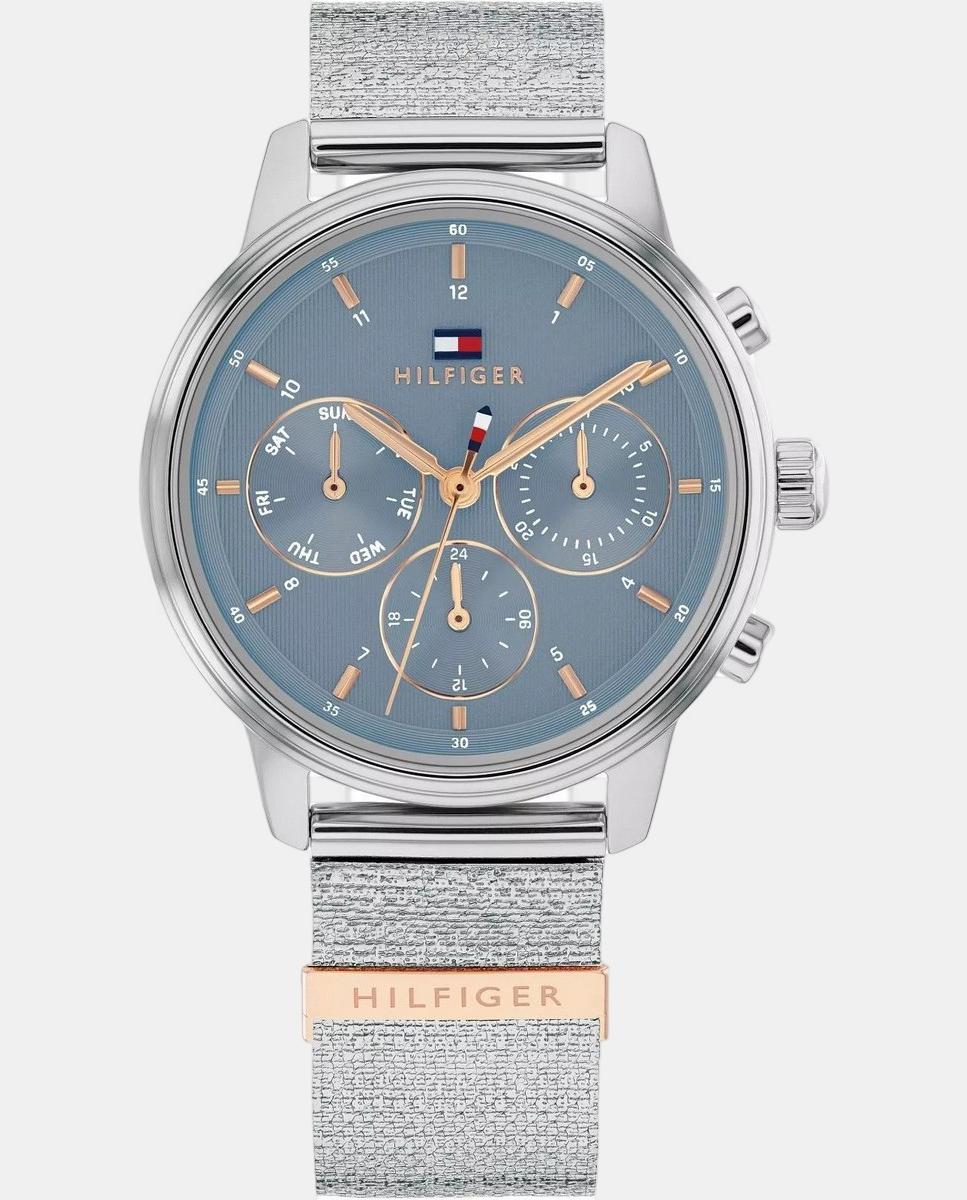 Relógio Multifunções Aço e Cristais Azul-1