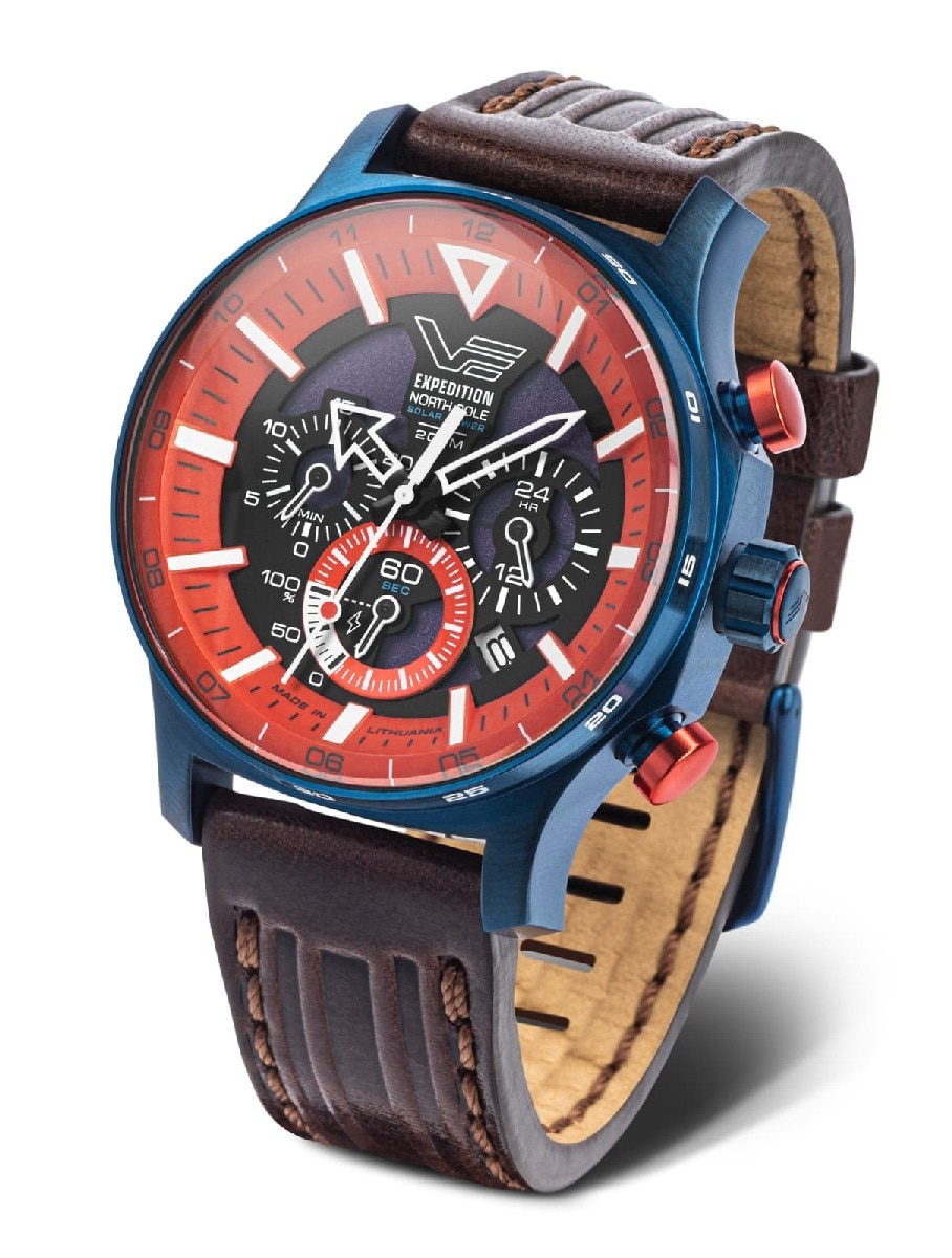 Relógio Vostok Europe Expedition North Pole 'Polar Sunrise' Solar Chrono VR42-595D734 Azul / Vermelho-1