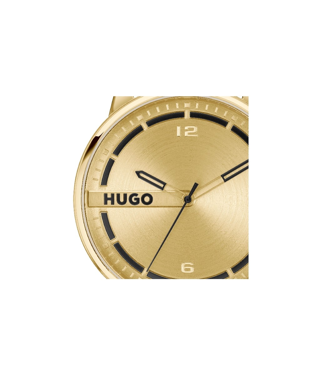 Relógio #STAMP em Aço e Pele Dourado-4