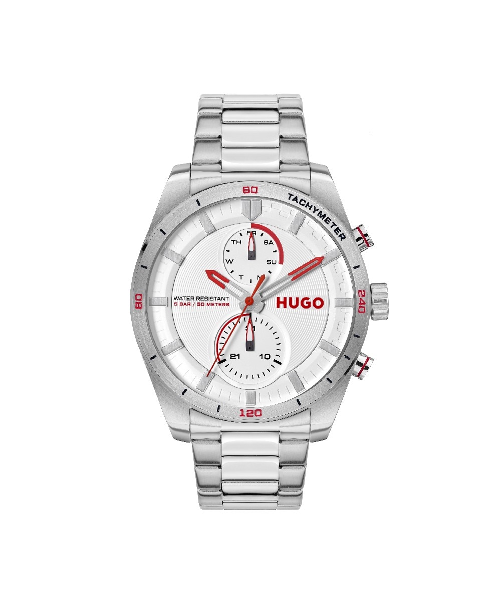 Relógio Multifunções #FAST - Aço Branco-1