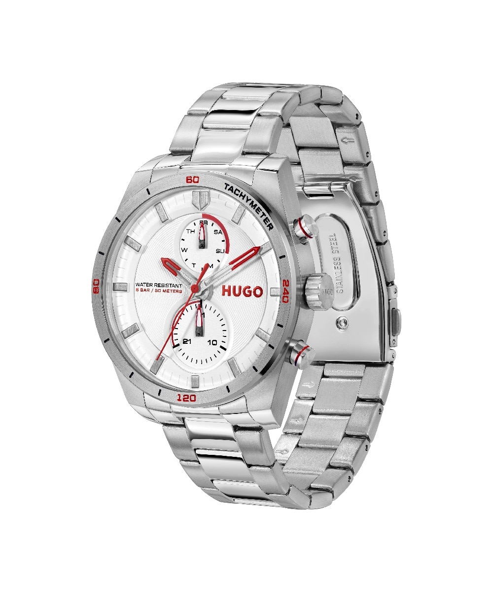 Relógio Multifunções #FAST - Aço Branco-2